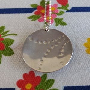 Stamped Pendant Sterling Silver Ball Chain Necklace